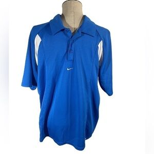 NIKE SPHERE DRY Men's High/Low Hem Boxy Polo Blue with White Insets Large